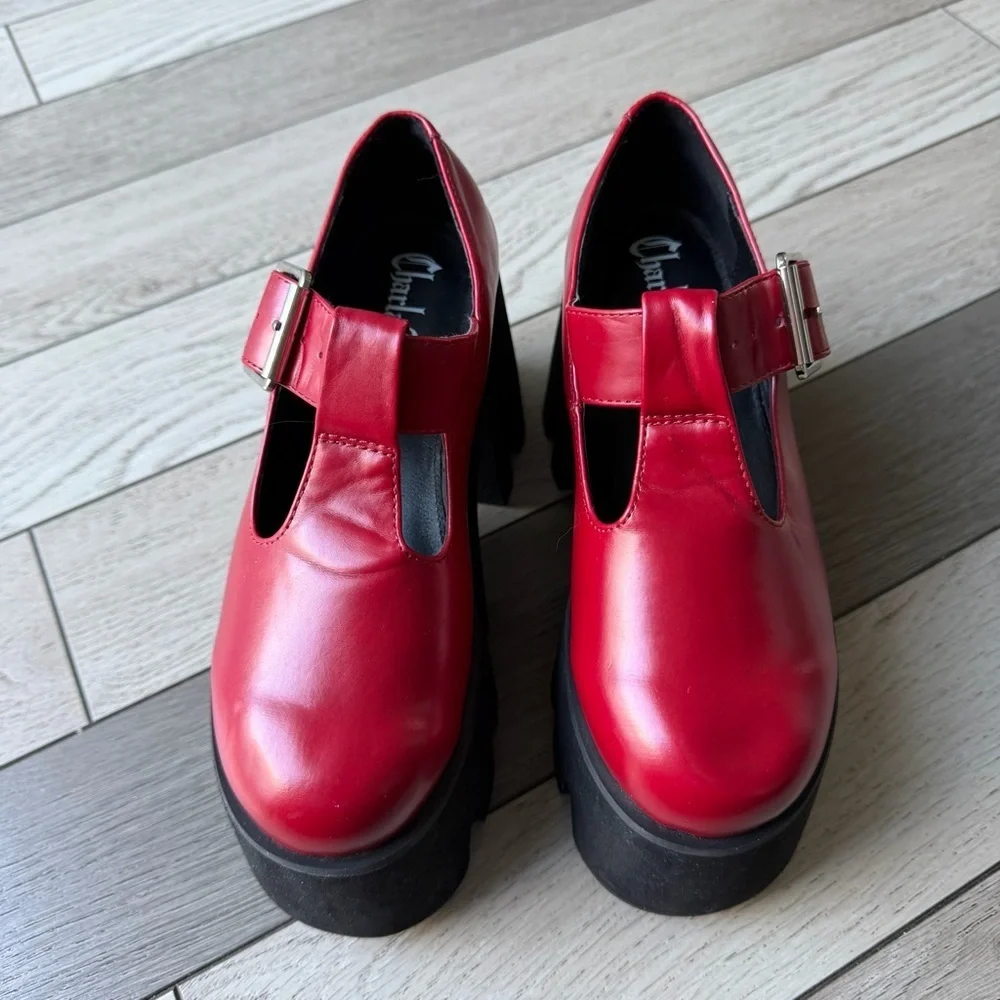CHARLA TEDRICK RED TEE PLATFORM MARY JANES